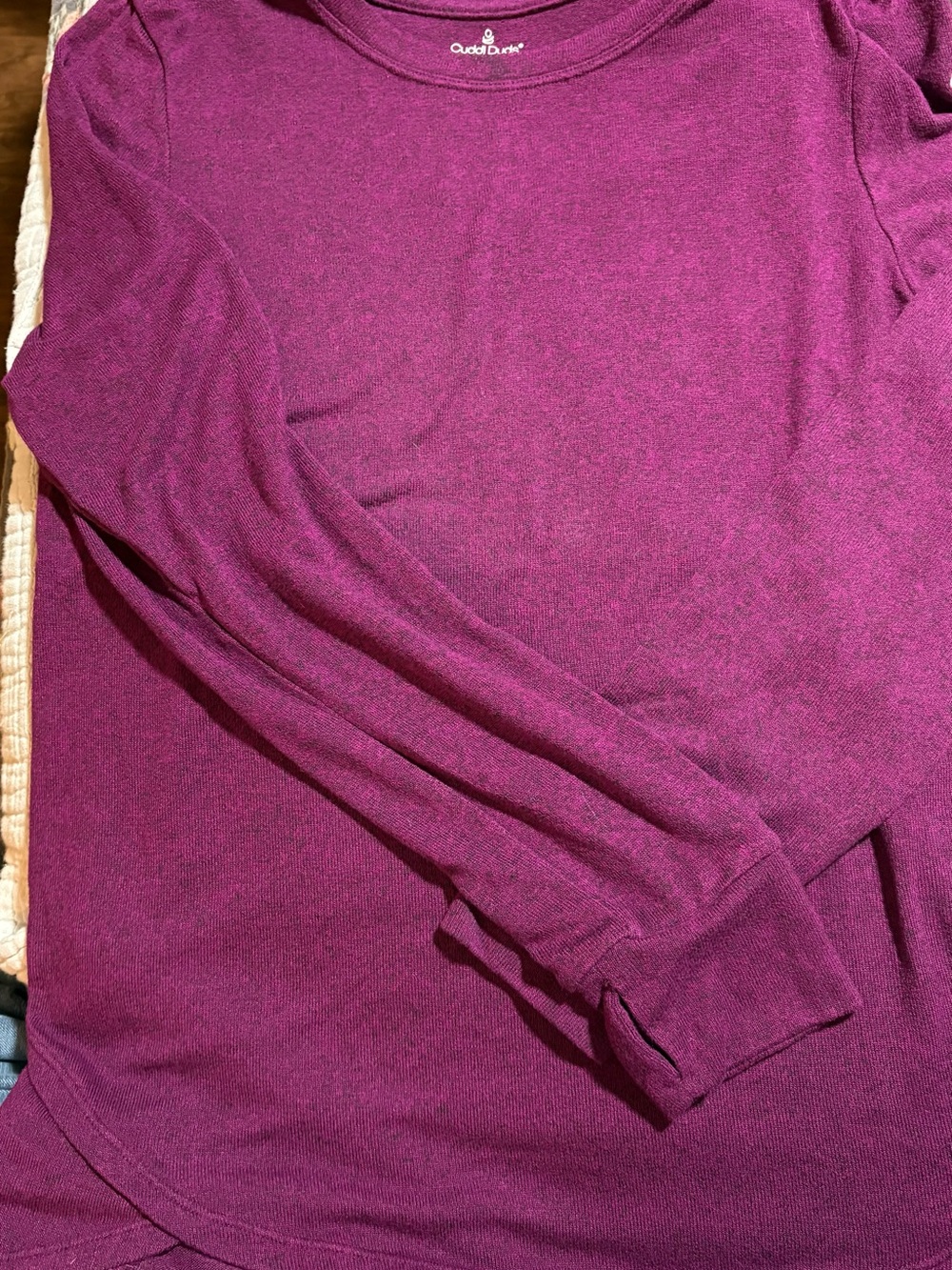 Cuddl Duds Long-Sleeve Crewneck Sweater - Berry